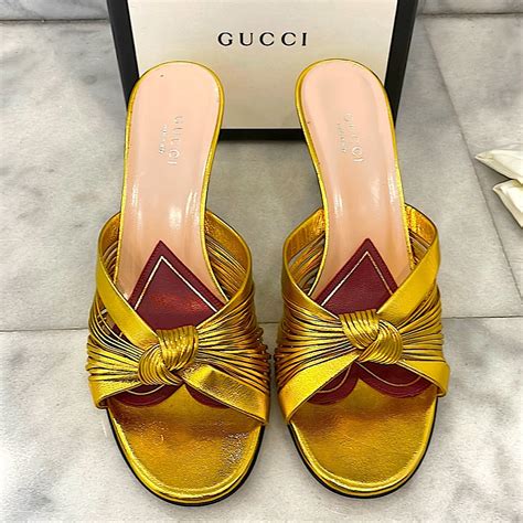 gucci crawford knotted metallic leather sandals|Gucci Crawford Metallic Leather Sandal .